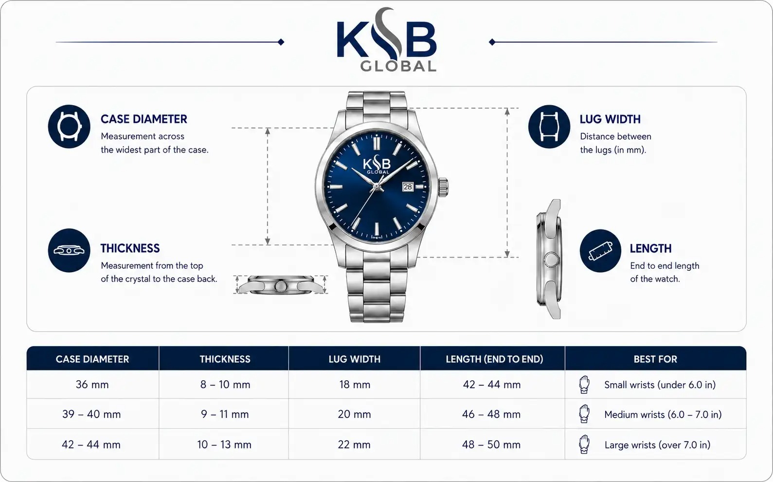 KSSB Global Watch Dimensions Overview